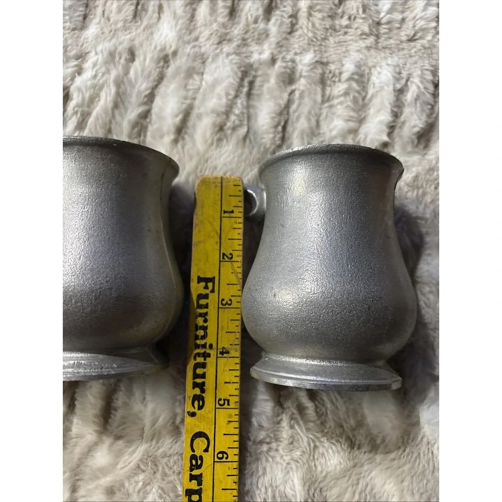 4 Pewter MUGS COFFEE CUPS BEER STEINS Queen Anne Style Vintage 4.25
